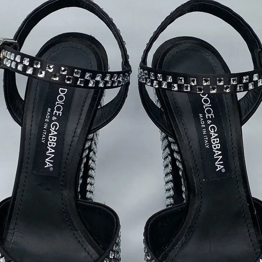 Dolce Gabbana Crystal-embellished platform sandals size 39